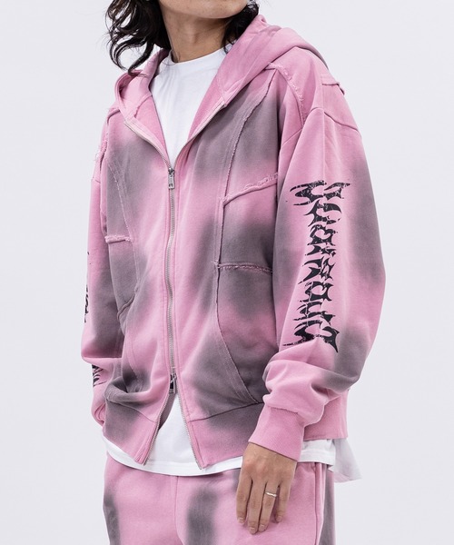 JOHN'S CLOSET(ジョンズクローゼット)の「【13】グランジデザイン アイレットホール/アップリケ フルジップパーカー(パーカー・メンズ・オフホワイト/チャコールグレー/ブラウン/グレー系その他/スモークピンク/ブラウン系その他/ホワイト系その他/ブラック・LARGE/MEDIUM)」の17枚目の写真