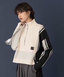 Eimee Law | ハーフZIPレイヤードランダムストライプニット(ニット/セーター)