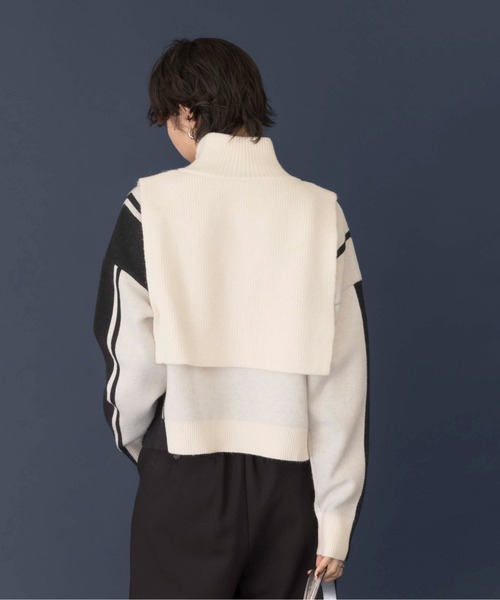 Eimee Law（エイミーロウ）の「ハーフZIPレイヤードランダムストライプニット（ニット/セーター・レディース・チャコールグレー/ブラック/アイボリー/グレー・FREE）」の11枚目の写真