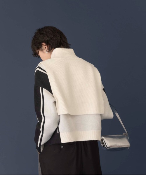 Eimee Law（エイミーロウ）の「ハーフZIPレイヤードランダムストライプニット（ニット/セーター・レディース・チャコールグレー/ブラック/アイボリー/グレー・FREE）」の15枚目の写真