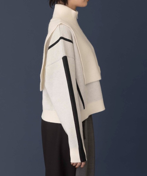 Eimee Law（エイミーロウ）の「ハーフZIPレイヤードランダムストライプニット（ニット/セーター・レディース・チャコールグレー/ブラック/アイボリー/グレー・FREE）」の19枚目の写真