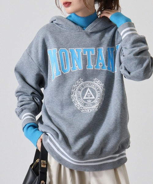 FUNALIVE(ファンアライブ)の「Logo print line rib sweat hoodie / ロゴプリント ラインリブ 裏起毛プルオーバーパーカー unisex(パーカー・メンズ・ダークグリーン/ヘザーチャコール/杢グレー/グレー系その他2/グリーン系その他/ベージュ/ネイビー/チャコール/グリーン系その他2/グレー系その他3/ベージュ系その他/ネイビー系1/グレー系その他/グレイッシュベージュ/チャコールグレー/ブラック系その他・XL/M/L)」の1枚目の写真
