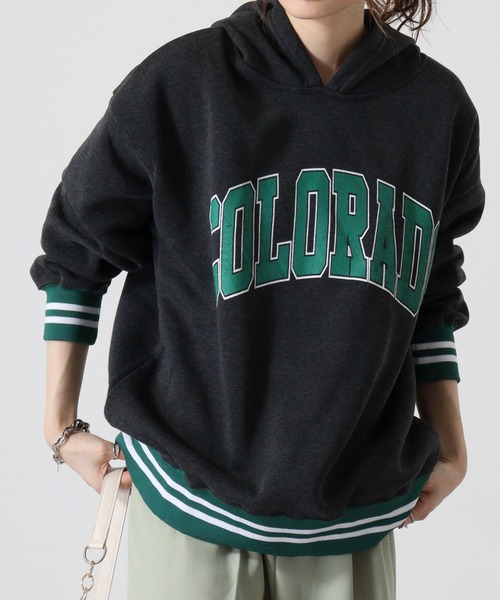 FUNALIVE(ファンアライブ)の「Logo print line rib sweat hoodie / ロゴプリント ラインリブ 裏起毛プルオーバーパーカー unisex(パーカー・メンズ・ダークグリーン/ヘザーチャコール/杢グレー/グレー系その他2/グリーン系その他/ベージュ/ネイビー/チャコール/グリーン系その他2/グレー系その他3/ベージュ系その他/ネイビー系1/グレー系その他/グレイッシュベージュ/チャコールグレー/ブラック系その他・XL/M/L)」の4枚目の写真