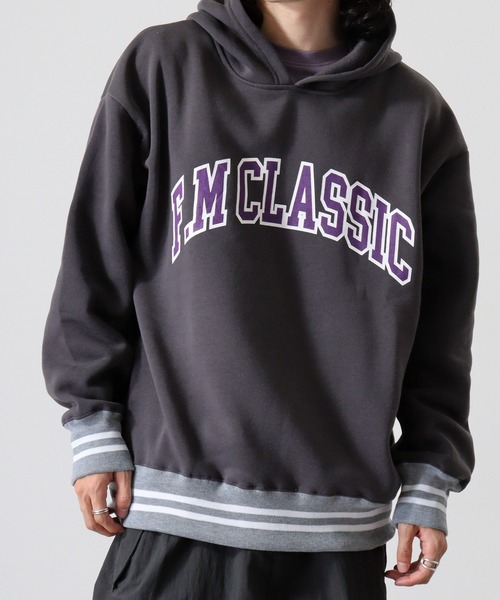 FUNALIVE(ファンアライブ)の「Logo print line rib sweat hoodie / ロゴプリント ラインリブ 裏起毛プルオーバーパーカー unisex(パーカー・メンズ・ダークグリーン/ヘザーチャコール/杢グレー/グレー系その他2/グリーン系その他/ベージュ/ネイビー/チャコール/グリーン系その他2/グレー系その他3/ベージュ系その他/ネイビー系1/グレー系その他/グレイッシュベージュ/チャコールグレー/ブラック系その他・XL/M/L)」の3枚目の写真