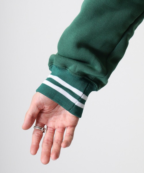 FUNALIVE(ファンアライブ)の「Logo print line rib sweat hoodie / ロゴプリント ラインリブ 裏起毛プルオーバーパーカー unisex(パーカー・メンズ・ダークグリーン/ヘザーチャコール/杢グレー/グレー系その他2/グリーン系その他/ベージュ/ネイビー/チャコール/グリーン系その他2/グレー系その他3/ベージュ系その他/ネイビー系1/グレー系その他/グレイッシュベージュ/チャコールグレー/ブラック系その他・XL/M/L)」の18枚目の写真