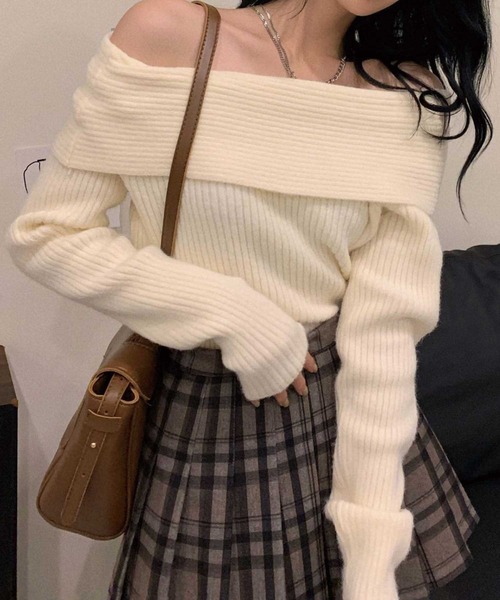 SPIGA（スピーガ）の「ｵﾌｼｮﾙﾘﾌﾞﾆｯﾄ（ニット/セーター・レディース・ブラック/グレー/ホワイト・FREE）」の2枚目の写真