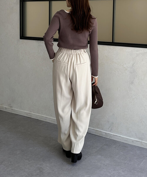 Thevon（ゼボン）の「バイカラーホルターネックリブニット（ニット/セーター・レディース・モカ/アイボリー/ブラック/チャコールグレー・FREE）」の17枚目の写真