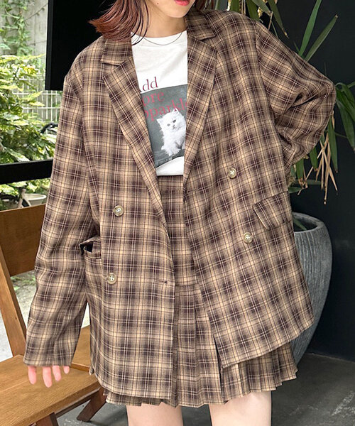 w closet（ダブルクローゼット）の「【セットアップ対応】テーラードジャケット（テーラードジャケット・レディース・グレー/ブラウン/キャメル・FREE）」の3枚目の写真