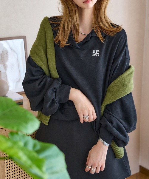 KOBE LETTUCE(コウベレタス)の「刺繍ロゴスウェットトップス(スウェット・レディース・アイボリー系/グレー/ブラック・M)」の4枚目の写真