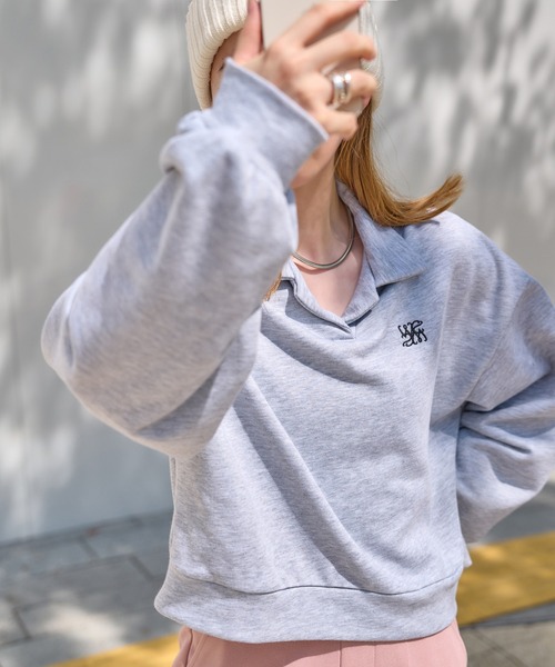 KOBE LETTUCE(コウベレタス)の「刺繍ロゴスウェットトップス(スウェット・レディース・アイボリー系/グレー/ブラック・M)」の10枚目の写真