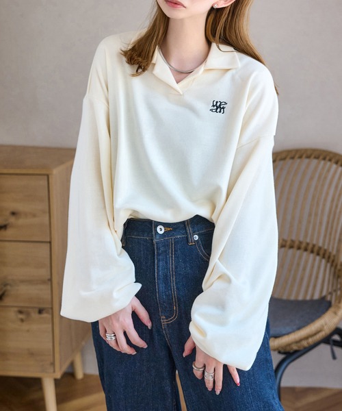 KOBE LETTUCE(コウベレタス)の「刺繍ロゴスウェットトップス(スウェット・レディース・アイボリー系/グレー/ブラック・M)」の13枚目の写真