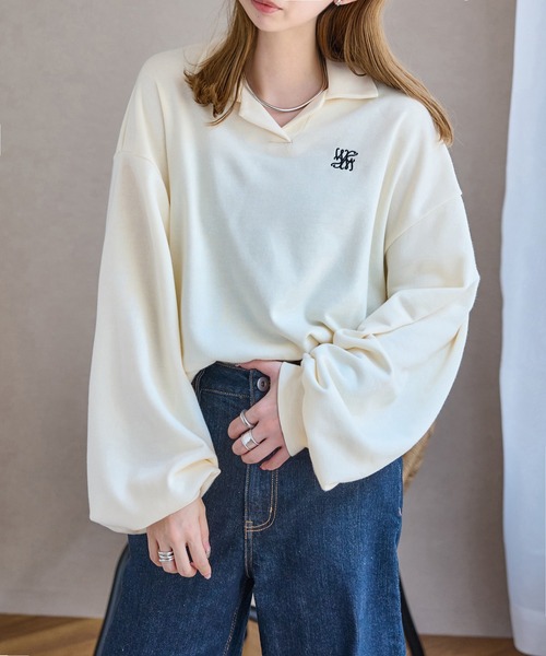 KOBE LETTUCE(コウベレタス)の「刺繍ロゴスウェットトップス(スウェット・レディース・アイボリー系/グレー/ブラック・M)」の14枚目の写真