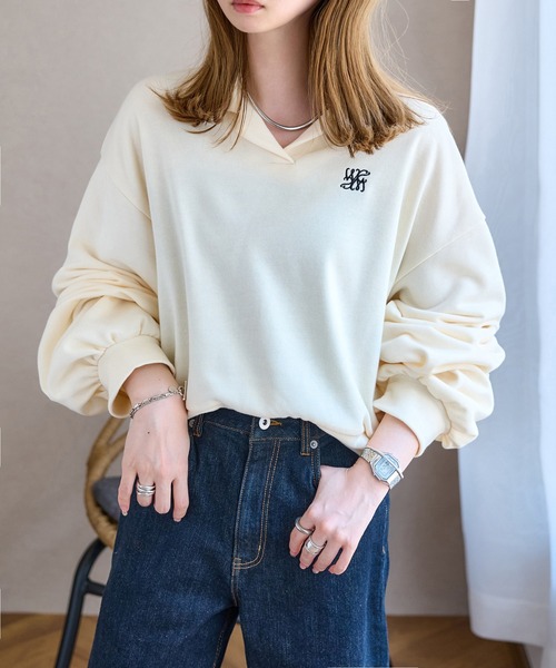 KOBE LETTUCE(コウベレタス)の「刺繍ロゴスウェットトップス(スウェット・レディース・アイボリー系/グレー/ブラック・M)」の15枚目の写真