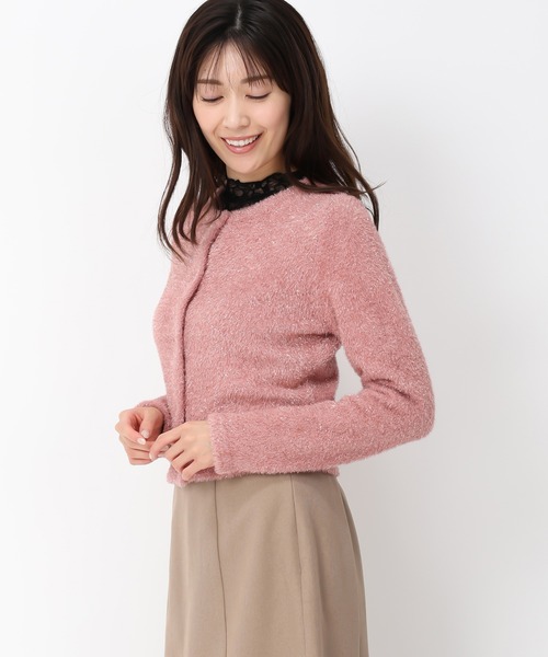 MISCH MASCH（ミッシュマッシュ）の「クロップドラメフェザーカーディガン/MM448402（カーディガン/ボレロ・レディース・ピンク/ブルー/グレー/ブラック・ﾌﾘ-）」の19枚目の写真