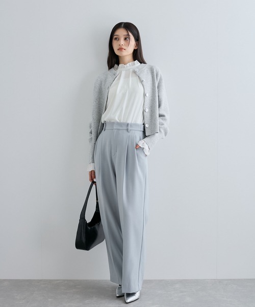 VIS（ビス）の「【前後2WAY】フリルカラーブラウス【洗える】（シャツ/ブラウス・レディース・ブラウン/オフホワイト・FREE）」の7枚目の写真