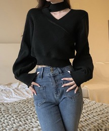 Nia | Nia(ニア)/チョーカー風　クロップドニットトップス(ニット/セーター)