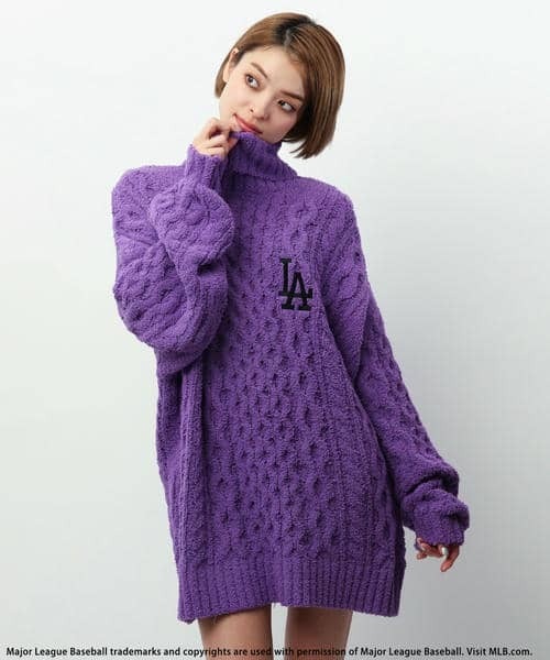 BACK TO THE FIELD（バック トゥー ザ フィールド）の「【MLB】ハイネックモールニットトップス（ニット/セーター・レディース・オフホワイト/ネイビー/パープル・FREE）」の19枚目の写真
