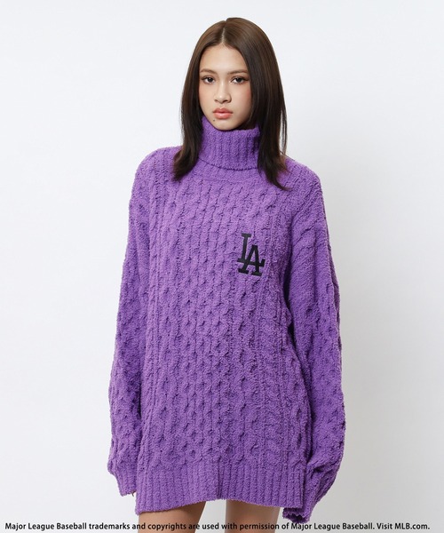 BACK TO THE FIELD（バック トゥー ザ フィールド）の「【MLB】ハイネックモールニットトップス（ニット/セーター・レディース・オフホワイト/ネイビー/パープル・FREE）」の6枚目の写真