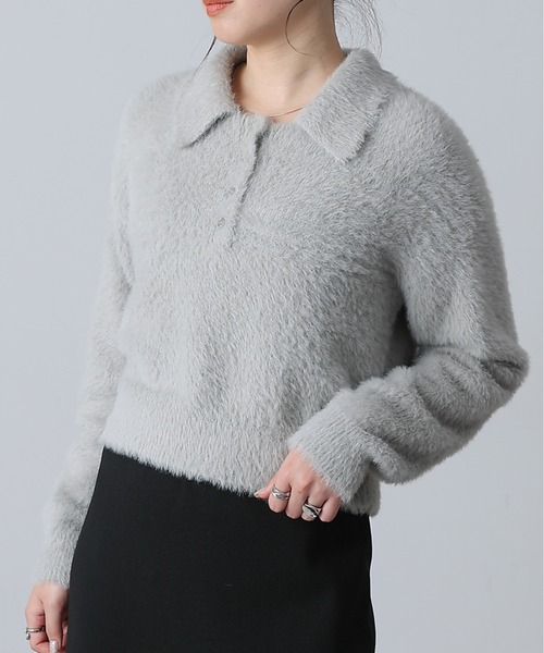 COLONY 2139（コロニートゥーワンスリーナイン）の「シャギーポロニット（ニット/セーター・レディース・アイボリー/ブラック/グレー・FREE）」の3枚目の写真