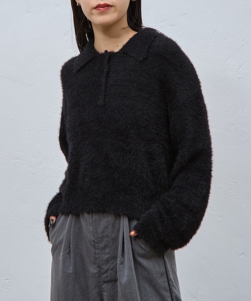 COLONY 2139（コロニートゥーワンスリーナイン）の「シャギーポロニット（ニット/セーター・レディース・アイボリー/ブラック/グレー・FREE）」の13枚目の写真