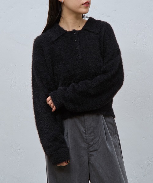 COLONY 2139（コロニートゥーワンスリーナイン）の「シャギーポロニット（ニット/セーター・レディース・アイボリー/ブラック/グレー・FREE）」の15枚目の写真