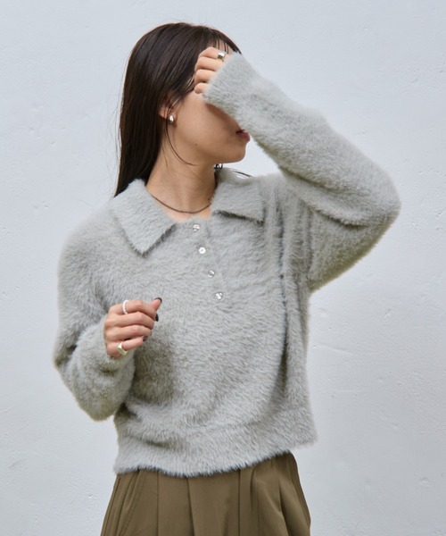 COLONY 2139（コロニートゥーワンスリーナイン）の「シャギーポロニット（ニット/セーター・レディース・アイボリー/ブラック/グレー・FREE）」の22枚目の写真