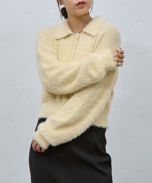 COLONY 2139（コロニートゥーワンスリーナイン）の「シャギーポロニット（ニット/セーター・レディース・アイボリー/ブラック/グレー・FREE）」の5枚目の写真