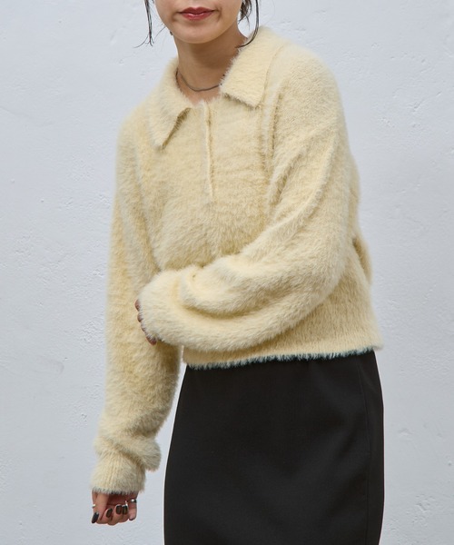 COLONY 2139（コロニートゥーワンスリーナイン）の「シャギーポロニット（ニット/セーター・レディース・アイボリー/ブラック/グレー・FREE）」の7枚目の写真