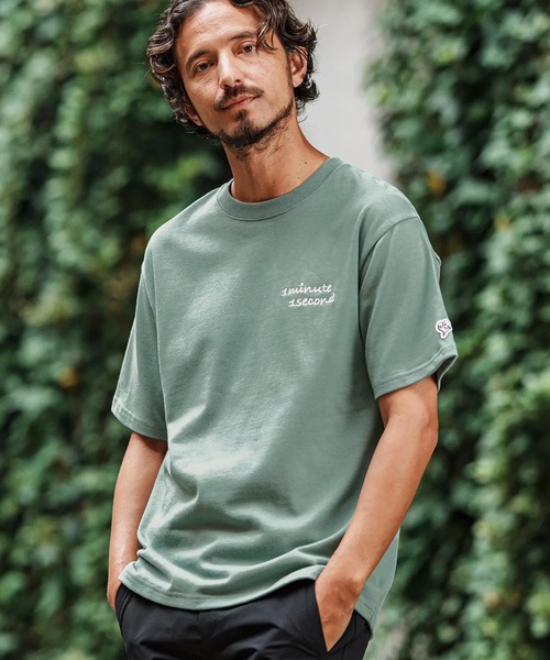 1minute 1second(ワンミニットワンセカンド)の「mt9240- 10oz heavy weight half sleeve cut sew (cursive embroidery) Tシャツ(Tシャツ/カットソー・メンズ・ホワイト/ブラック/グリーン系その他・S/M/L/XL)」の1枚目の写真