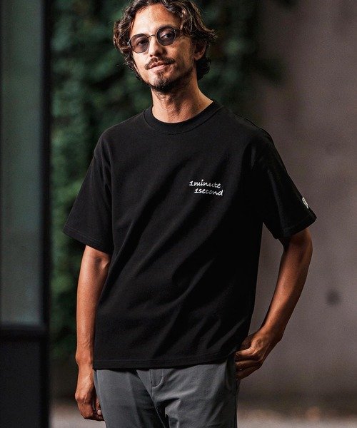 1minute 1second(ワンミニットワンセカンド)の「mt9240- 10oz heavy weight half sleeve cut sew (cursive embroidery) Tシャツ(Tシャツ/カットソー・メンズ・ホワイト/ブラック/グリーン系その他・S/M/L/XL)」の5枚目の写真