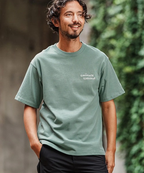 1minute 1second(ワンミニットワンセカンド)の「mt9240- 10oz heavy weight half sleeve cut sew (cursive embroidery) Tシャツ(Tシャツ/カットソー・メンズ・ホワイト/ブラック/グリーン系その他・S/M/L/XL)」の9枚目の写真