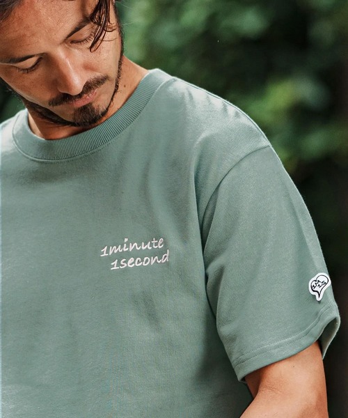 1minute 1second(ワンミニットワンセカンド)の「mt9240- 10oz heavy weight half sleeve cut sew (cursive embroidery) Tシャツ(Tシャツ/カットソー・メンズ・ホワイト/ブラック/グリーン系その他・S/M/L/XL)」の10枚目の写真