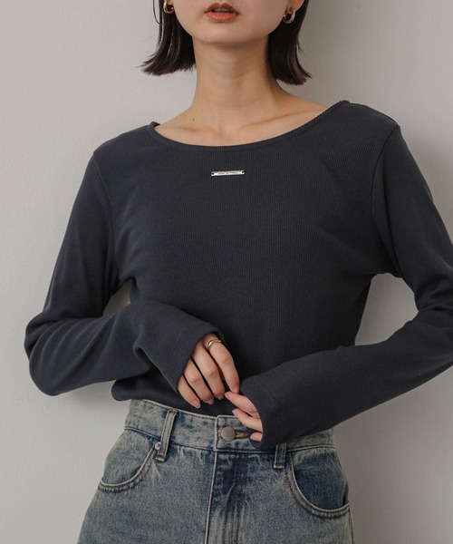 SENSE OF PLACE by URBAN RESEARCH(センスオブプレイスバイアーバンリサーチ)の「プレートツキバレエネックトップ(Tシャツ/カットソー・レディース・レッド/オフホワイト/チャコールグレー・ONE)」の3枚目の写真