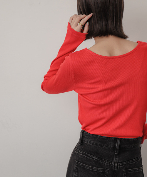 SENSE OF PLACE by URBAN RESEARCH(センスオブプレイスバイアーバンリサーチ)の「プレートツキバレエネックトップ(Tシャツ/カットソー・レディース・レッド/オフホワイト/チャコールグレー・ONE)」の22枚目の写真