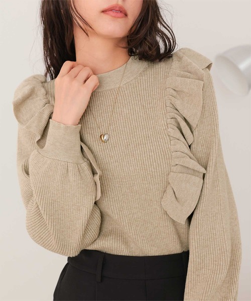 titivate(ティティベイト)の「デザインフリルニット(ニット/セーター・レディース・グレー/ブラック/ライトベージュ/ベージュ系その他/キャメル/ネイビー/ブラック系その他・M/S)」の16枚目の写真