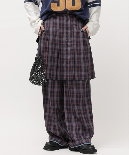 DOUBLE NAME(ダブルネーム)の「プリーツミニスカート(スカート・レディース・ネイビー系/グリーン系・FREE)」の4枚目の写真