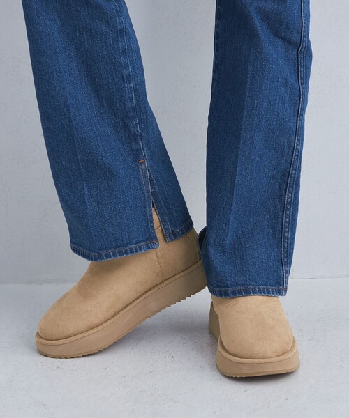 green label relaxing(グリーンレーベルリラクシング)の「ウォーム プラットショートブーツ(ブーツ・レディース・グレー/ベージュ/ブラック・M/L/S/XL)」の4枚目の写真