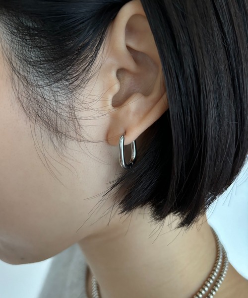 Diliraba(ディリラバ)の「【Diliraba】ステンレスフープ+ストーンピアスセット A(ピアス(両耳用)・レディース・ゴールド/シルバー・FREE)」の2枚目の写真
