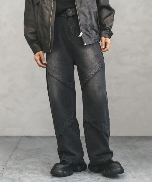 Shoowtime(ショウタイム)の「vintage washed knees switching denim pants / ビンテージウォッシュニースイッチデニムパンツ(デニムパンツ・メンズ・ブラック系/ブルー系・MEDIUM/X-LARGE/LARGE)」の6枚目の写真
