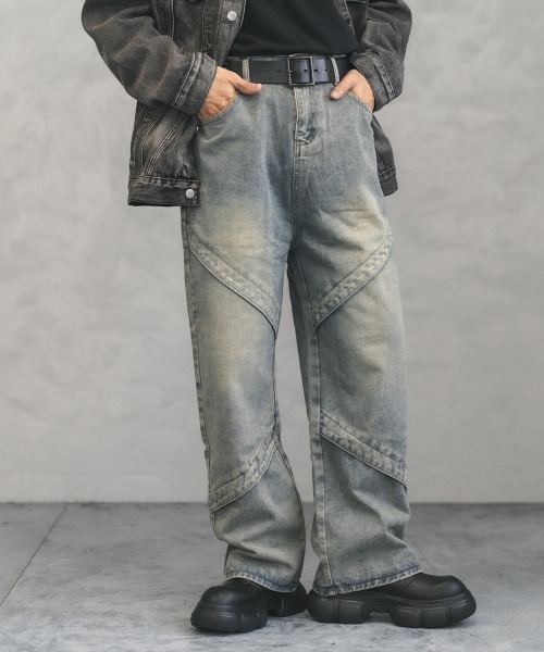 Shoowtime(ショウタイム)の「vintage washed knees switching denim pants / ビンテージウォッシュニースイッチデニムパンツ(デニムパンツ・メンズ・ブラック系/ブルー系・MEDIUM/X-LARGE/LARGE)」の9枚目の写真