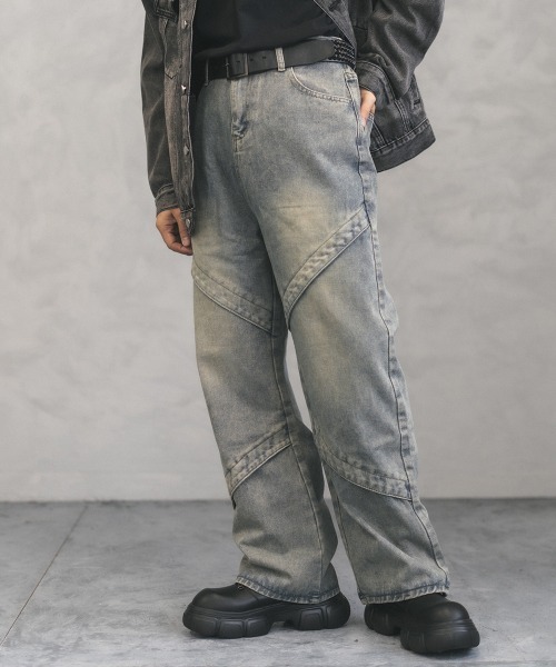 Shoowtime(ショウタイム)の「vintage washed knees switching denim pants / ビンテージウォッシュニースイッチデニムパンツ(デニムパンツ・メンズ・ブラック系/ブルー系・MEDIUM/X-LARGE/LARGE)」の10枚目の写真