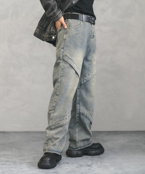 Shoowtime(ショウタイム)の「vintage washed knees switching denim pants / ビンテージウォッシュニースイッチデニムパンツ(デニムパンツ・メンズ・ブラック系/ブルー系・MEDIUM/X-LARGE/LARGE)」の11枚目の写真