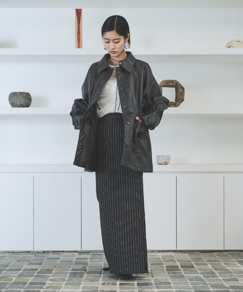 AIC.（エーアイシー）の「クラッシュレザードローストリングオーバージャケット（カバーオール・レディース・ブラウン/ブラック・FREE）」の17枚目の写真