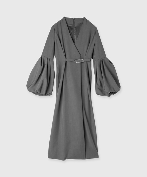 anuans ボリュームスリーブナローワンピース アニュアンス グレー anuans（アニュアンス）の「ボリュームスリーブナローワンピース