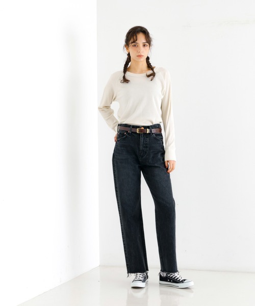 FRUIT OF THE LOOM（フルーツオブザルーム）の「【FRUIT OF THE LOOM】無地 サーマルロンTEE / ラグラン / 長袖（Tシャツ/カットソー・レディース・ホワイト/アイボリー/ブラック・M）」の6枚目の写真