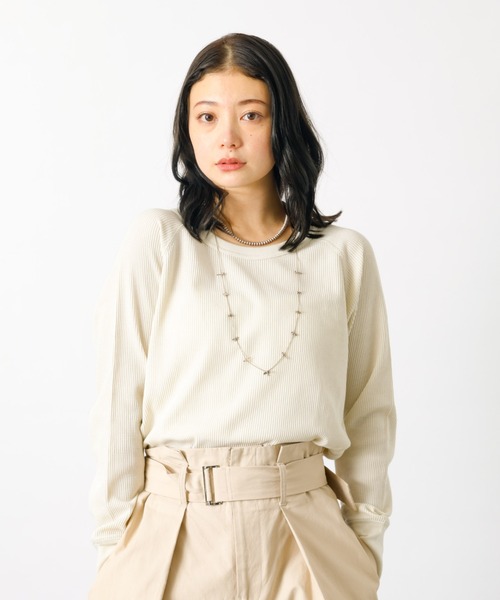 FRUIT OF THE LOOM（フルーツオブザルーム）の「【FRUIT OF THE LOOM】無地 サーマルロンTEE / ラグラン / 長袖（Tシャツ/カットソー・レディース・ホワイト/アイボリー/ブラック・M）」の8枚目の写真