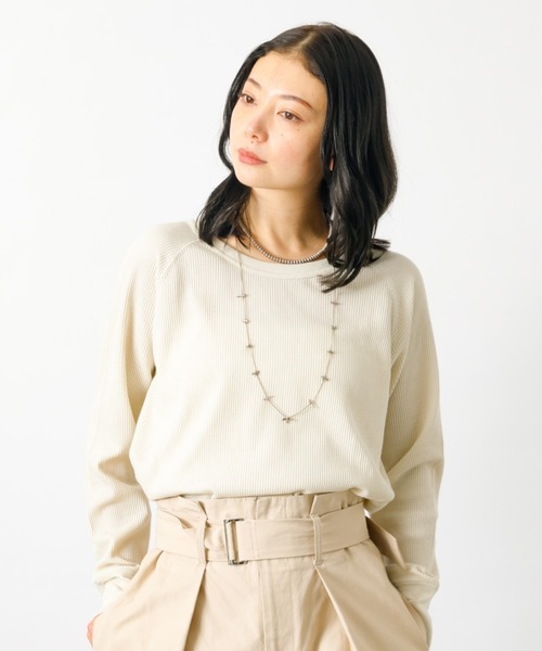 FRUIT OF THE LOOM（フルーツオブザルーム）の「【FRUIT OF THE LOOM】無地 サーマルロンTEE / ラグラン / 長袖（Tシャツ/カットソー・レディース・ホワイト/アイボリー/ブラック・M）」の9枚目の写真