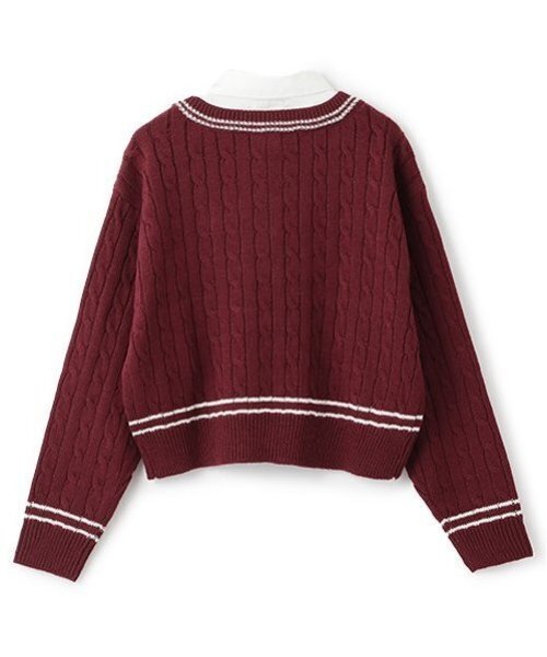 LOVETOXIC（ラブトキシック）の「レイヤードチルデンニット（ニット/セーター・キッズ・トップグレー/エンジ/ベージュ/アイボリー・L/M/S）」の12枚目の写真