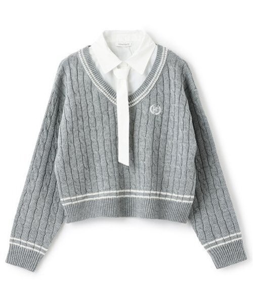 LOVETOXIC（ラブトキシック）の「レイヤードチルデンニット（ニット/セーター・キッズ・トップグレー/エンジ/ベージュ/アイボリー・L/M/S）」の6枚目の写真