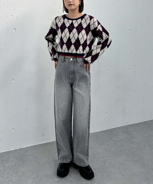 archives(アルシーヴ)の「アーガイルブークレJQニット(ニット/セーター・レディース・グレー/アイボリー/ネイビー・MEDIUM)」の8枚目の写真